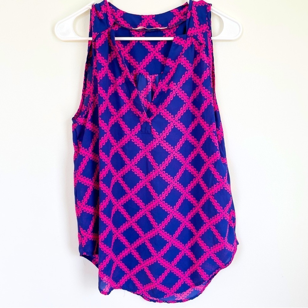 41 Hawthorn sleeveless blue and pink blouse